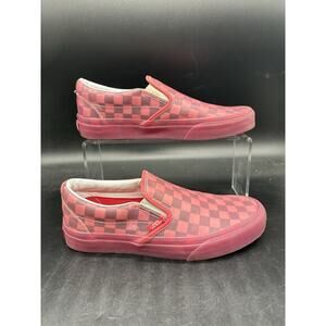 Vans Classic Slip-On Pink Checkerboard Rubber Sneakers Womens Size 7 Mens 5.5